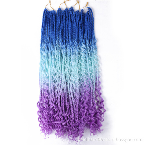 Ombre Box Braids Bohemian River Locs Crochet Messy Goddess Braids Curly
